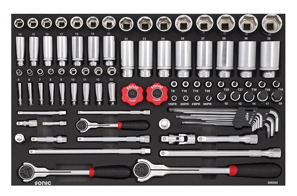 SONIC doppenset 1/4"+ 3/8"+ 1/2"metrisch 93-delig SFS (309302) - Default image for the product