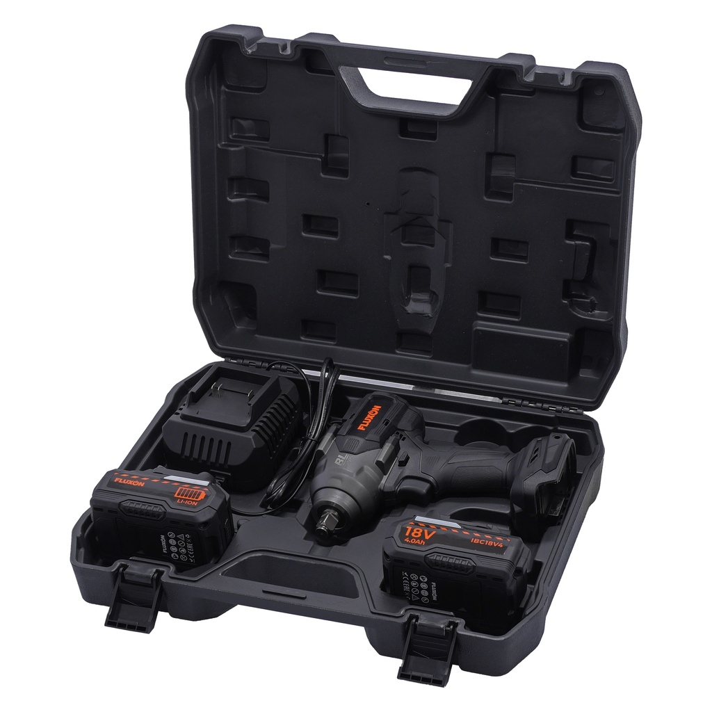 FLUXON 1/2"accu slagmoersleutel 1080 Nm incl. 2x 4Ah accu en lader afbeelding