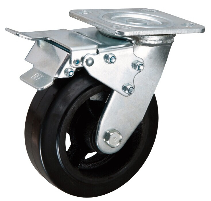 Zwenkwiel met dubbele rem 200 x 50mm rubber - Default image for the product