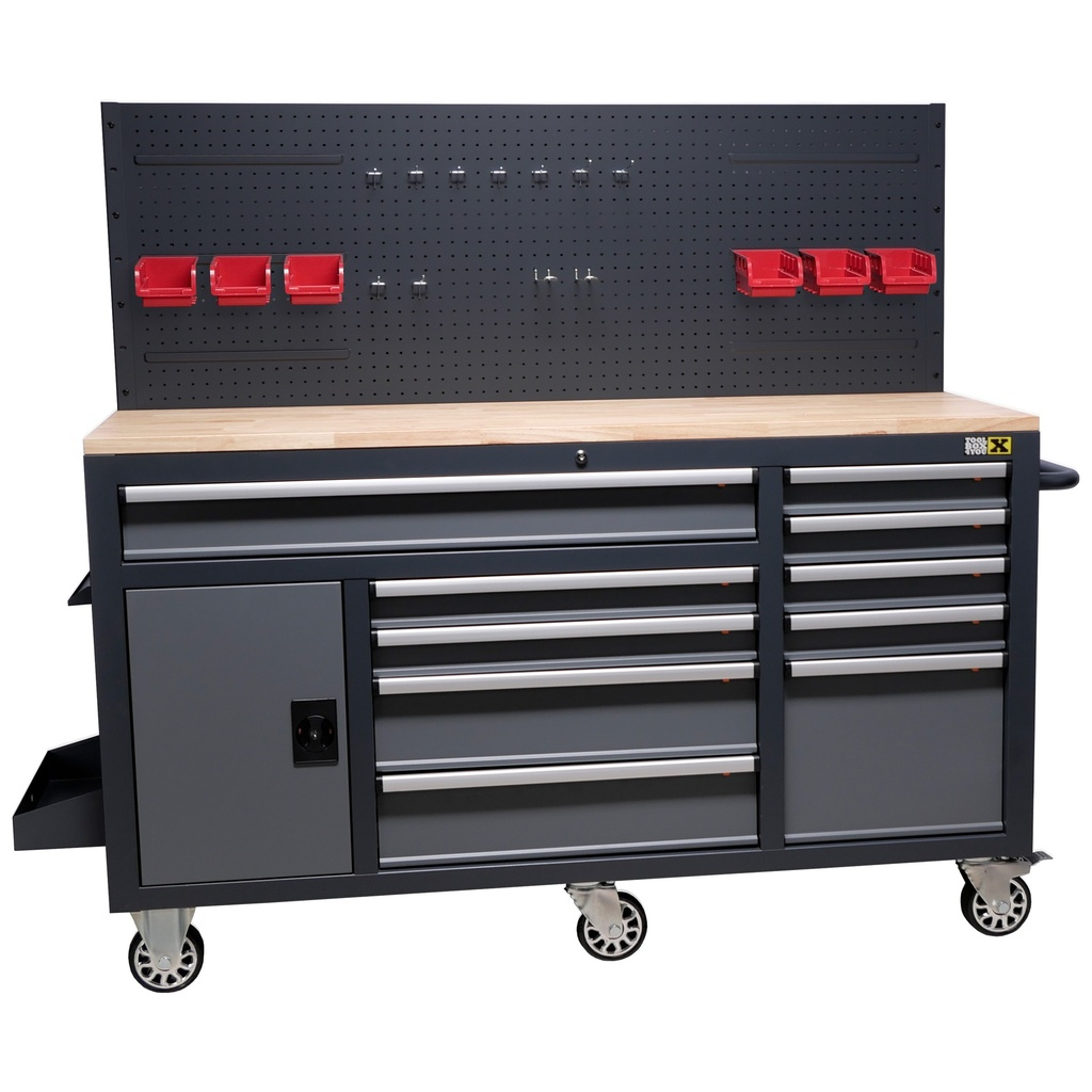 Gereedschapswagen met achterwand massief houten werkblad - Default image for the product