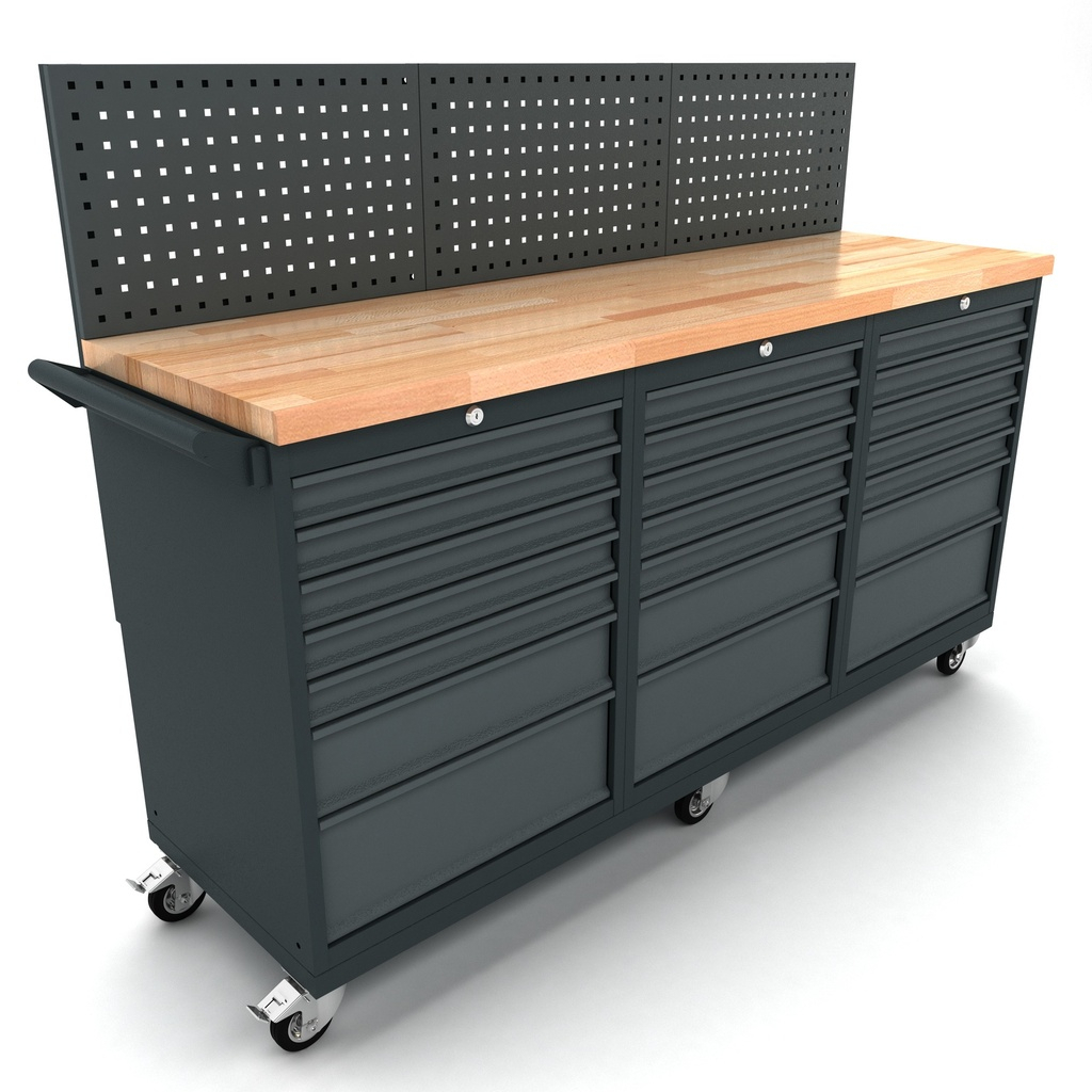 BULLRAM verrijdbare werkbank 3 x 7 laden kast incl. gereedschapswand - Default image for the product