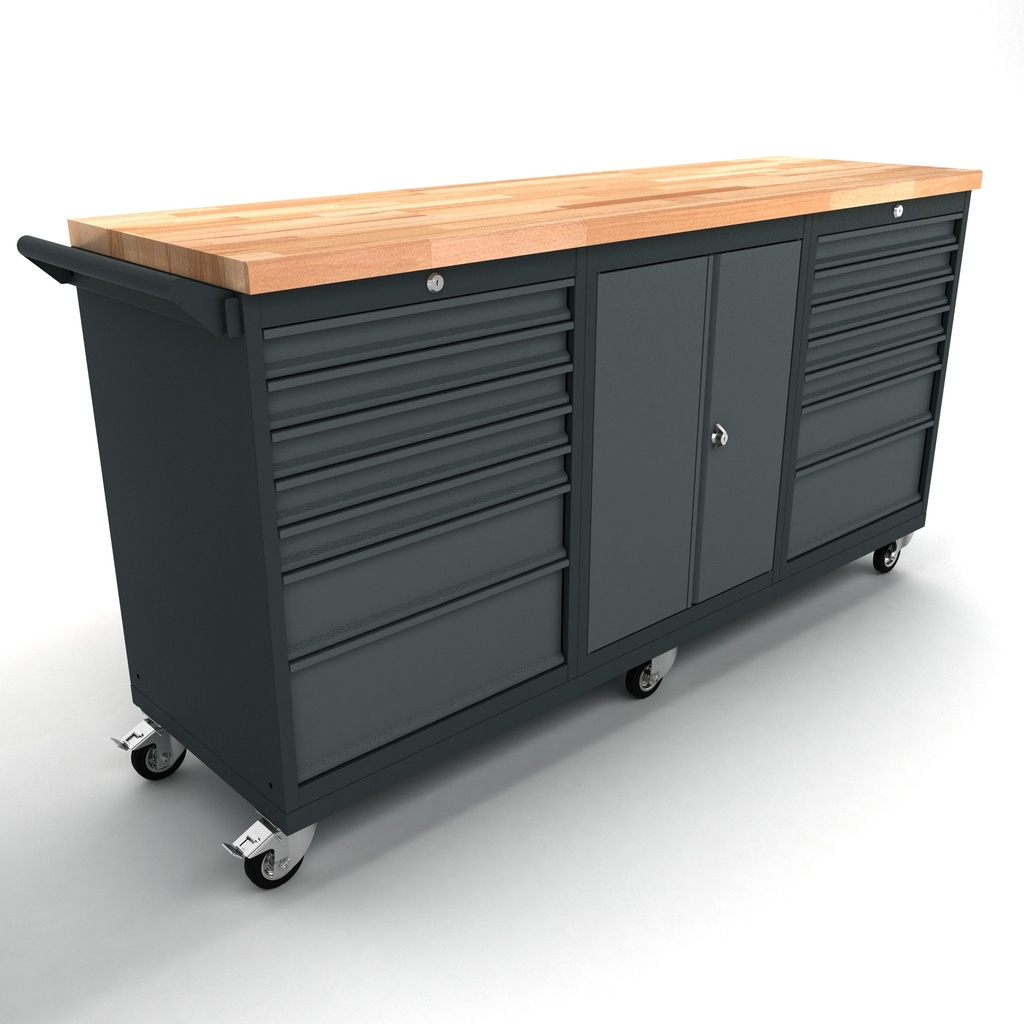 Verrijdbare werkbank 2 deuren 2 x 7 laden kast - Default image for the product
