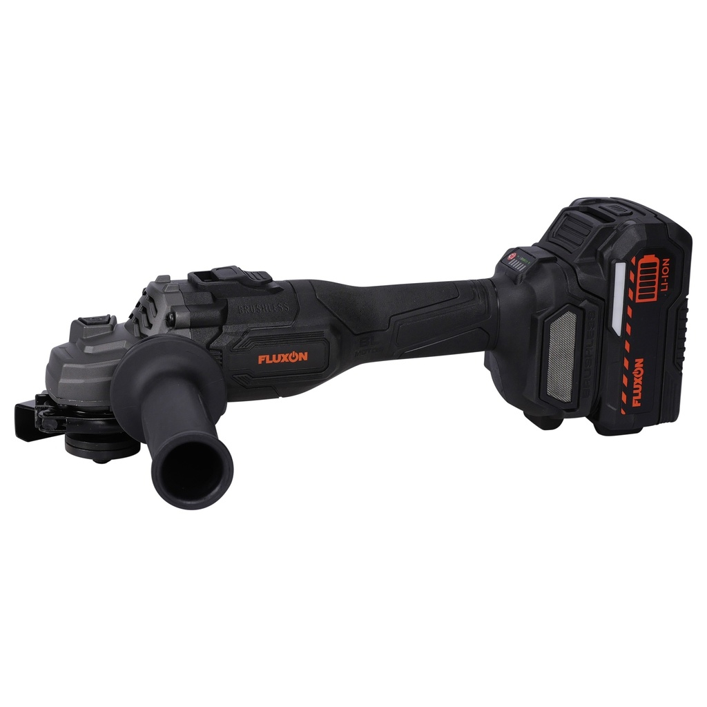 Fluxon 18V haakse slijper 125mm 2x 4.0 Ah accu + oplader