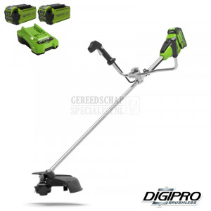 GREENWORKS 40V trimmer / bosmaaier + 2 x 2 Ah accu en lader