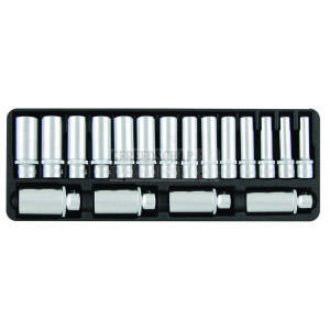 Lange doppen set 1/2" 18 delig