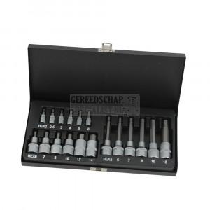 Inbusdoppenset 1/4" 1/2" 18 delig