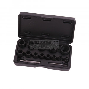 Doppenset spec draaiing 1/4"  1/2" 15dlg professioneel