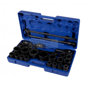 Doppendoos impact 3/4'' en 1'' 26 delig metrisch