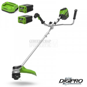 GREENWORKS 60V trimmer / bosmaaier + 2 x 2Ah accu en lader