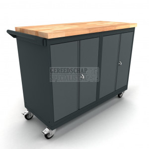 Verrijdbare werkbank 2x 2 deuren kast