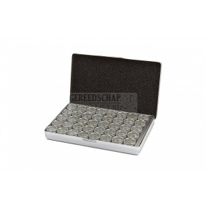 HBM 40-delige 22 mm aluminium opbergdoosjes assortiment in opbergkist