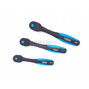 HBM 1/4" PROFI PREMIUM ratel 72-tands BLAUW / ZWART