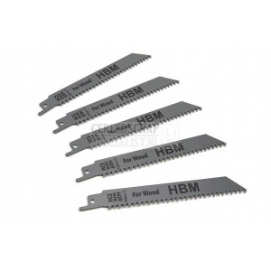 HBM 5-delige 150 mm 6 TPI reciprozaagbladenset voor hout