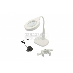HBM 125 mm LED loupe lamp met voet en tafelklem