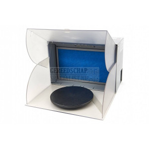 HBM airbrush spuitcabine met verlichting. afzuiging. draaiplateau