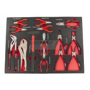 HBM 14-delige tangenset met hamer in CARBON FOAM inlay voor gereedschapswagen