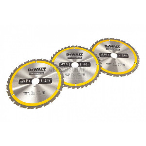DEWALT DT1962-QZ 3-delige cirkelzaagbladen set 216x30mm 2x24-tands 1x40-tands