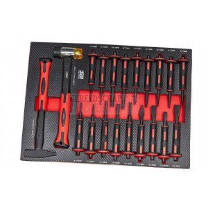 HBM 20-delige hamer en doorslagenset in CARBON FOAM inlay voor gereedschapswagen