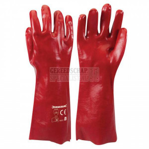 SILVERLINE Rode PVC beschermende handschoenen. LANG Maat L