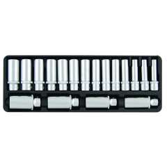 Lange doppen set 1/2" 18 delig