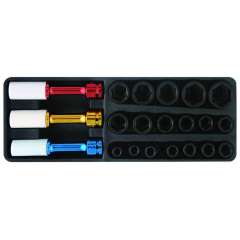 Impact doppen set 1/2" 18 delig  3 teflon doppen