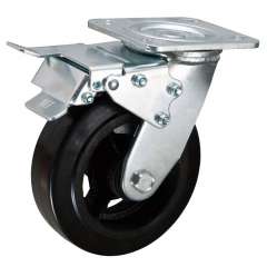 Zwenkwiel met dubbele rem 200 x 50mm rubber