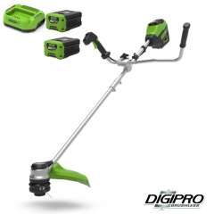 GREENWORKS 60V trimmer / bosmaaier + 2 x 2Ah accu en lader