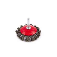 HBM 75 mm schijfborstel met gedraaid STAALdraad met 6 mm opname