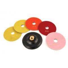 HBM 125 mm 6-delige diamant polijstschijvenset met M14 opnamepad