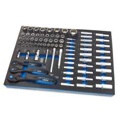 HBM 81-delige doppenset INCH maten met ratels in CARBON FOAM inlay voor gereedschapswagen