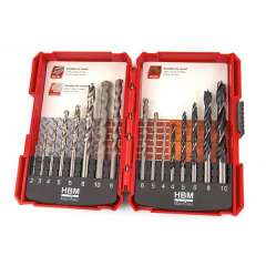 HBM 16-delige. Steenboren. houtspiraalboren en metaalborenset