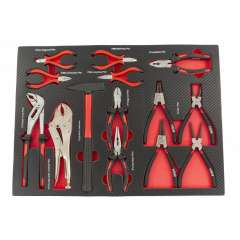 HBM 14-delige tangenset met hamer in CARBON FOAM inlay voor gereedschapswagen