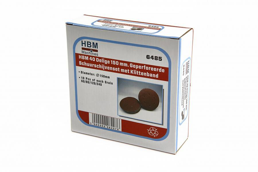 HBM 40-delige 150 mm gerperforeerde Velcro schuurschijvenset - Default image for the product