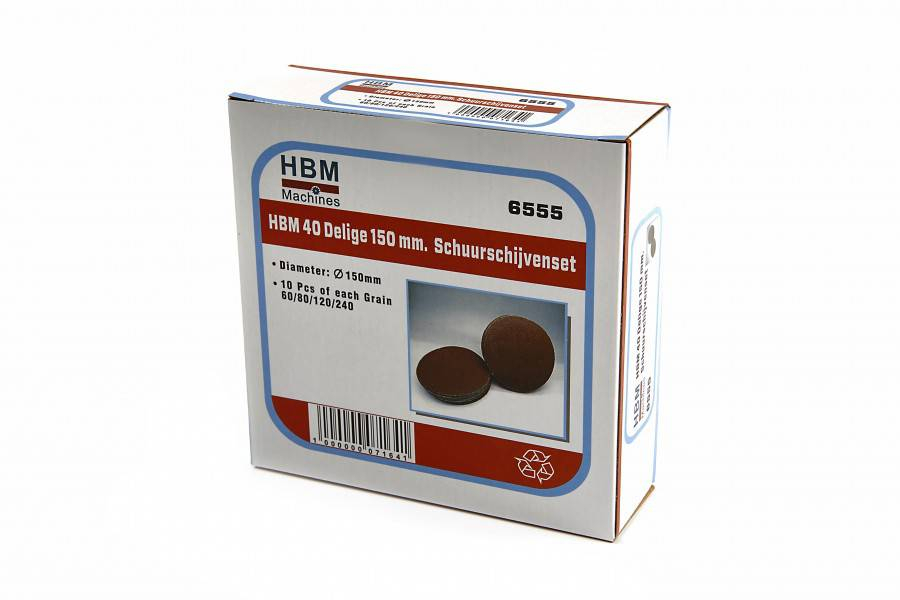 HBM 40-delige 150 mm zelf klevende schuurschijvenset