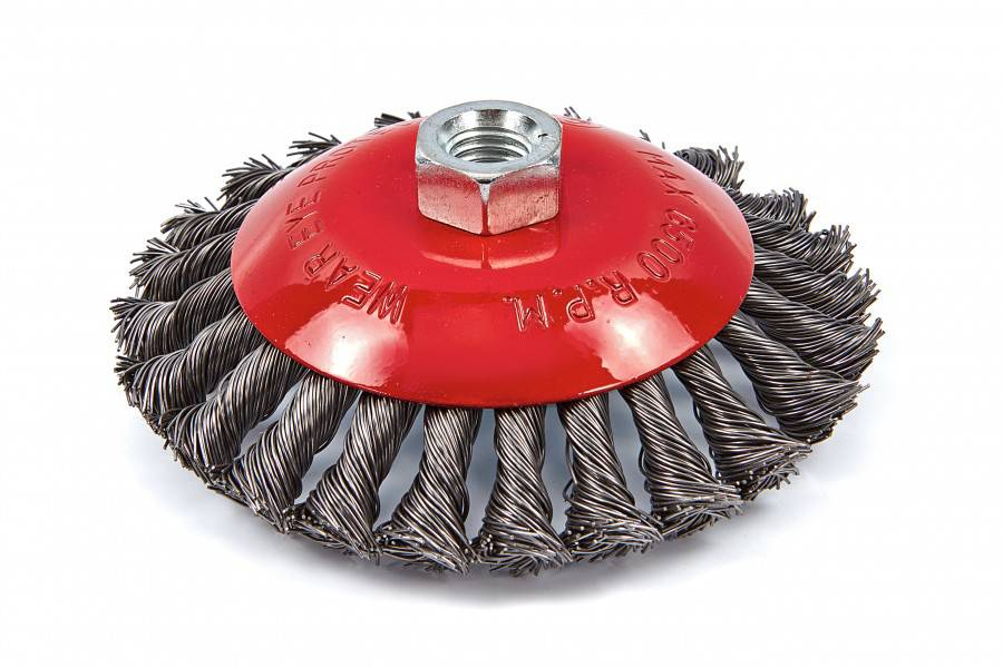 HBM 125 mm vlakke STAALborstel voor haakse slijper - getordeerd draad