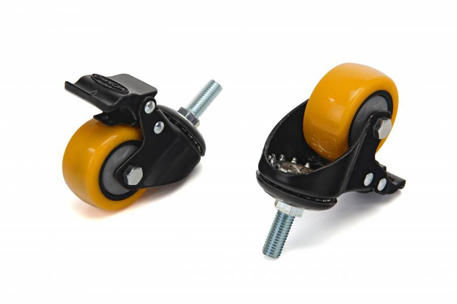 HBM PROFI 50 mm zwenkwiel met draadeind en Rem