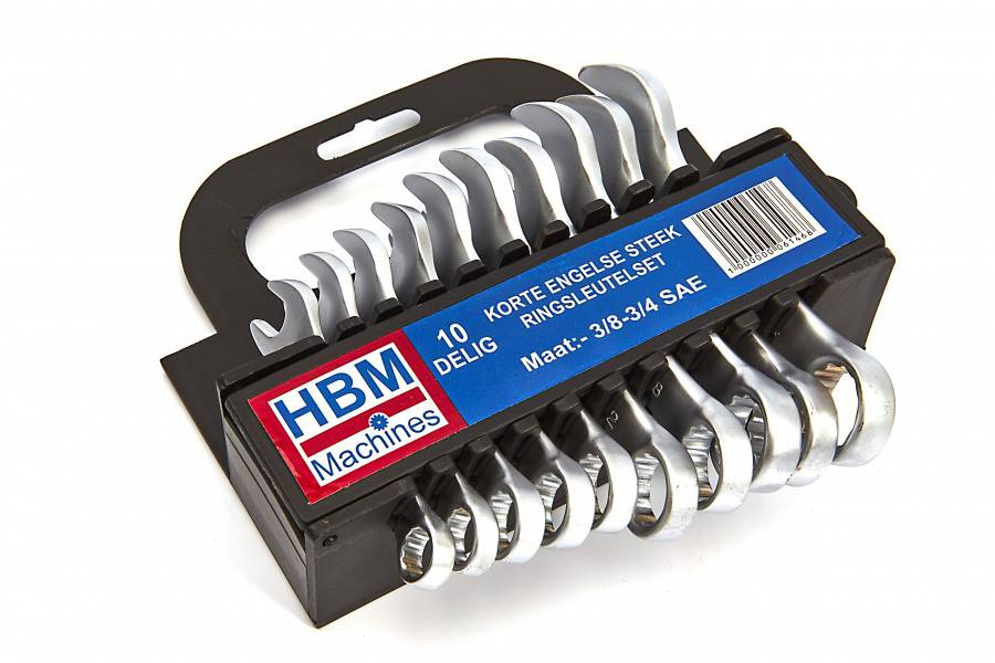 HBM 10-delige set INCH steekringsleutels (kort)