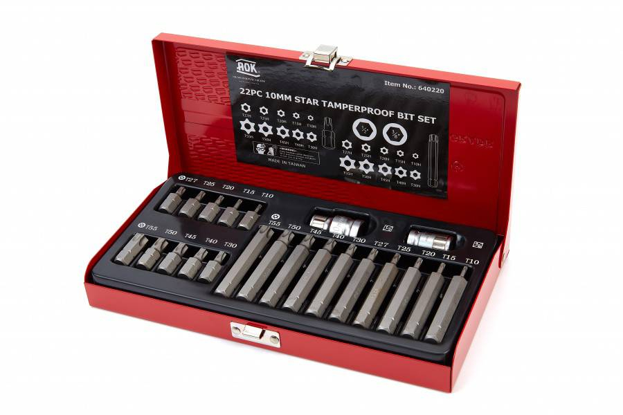 AOK 22-delige slagvaste PROFI TORX bitset