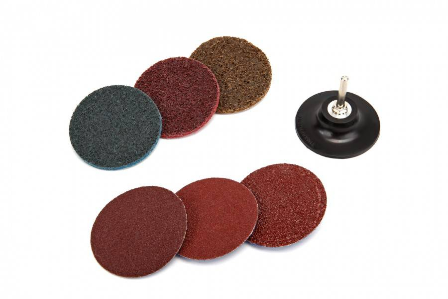 HBM 7-delige 75 mm schuur en cleanset met 6 mm houder