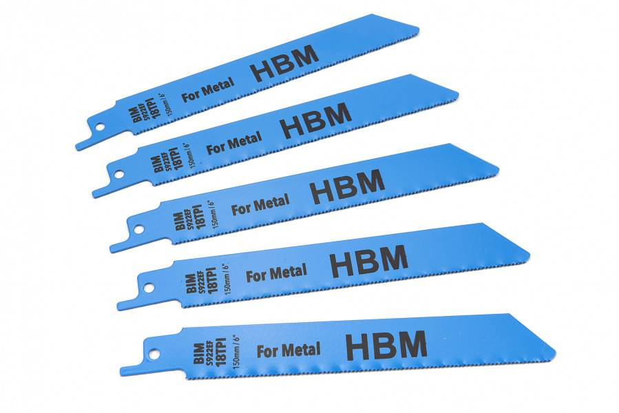 HBM 5-delige 150 mm 18 TPI reciprozaagbladenset voor metaal