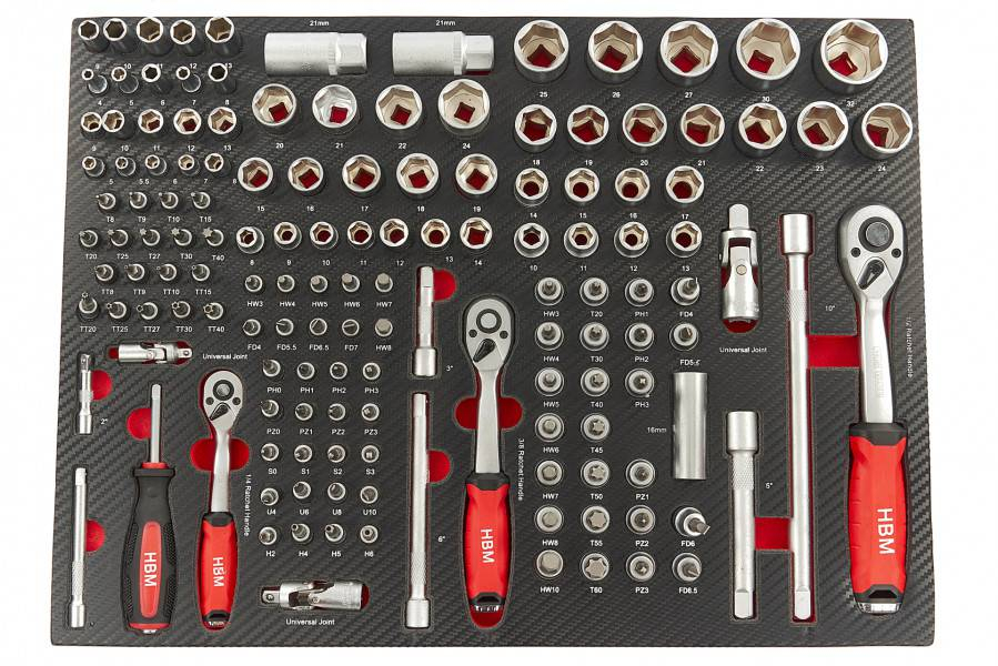 HBM inlay 145-delige doppenset in foam