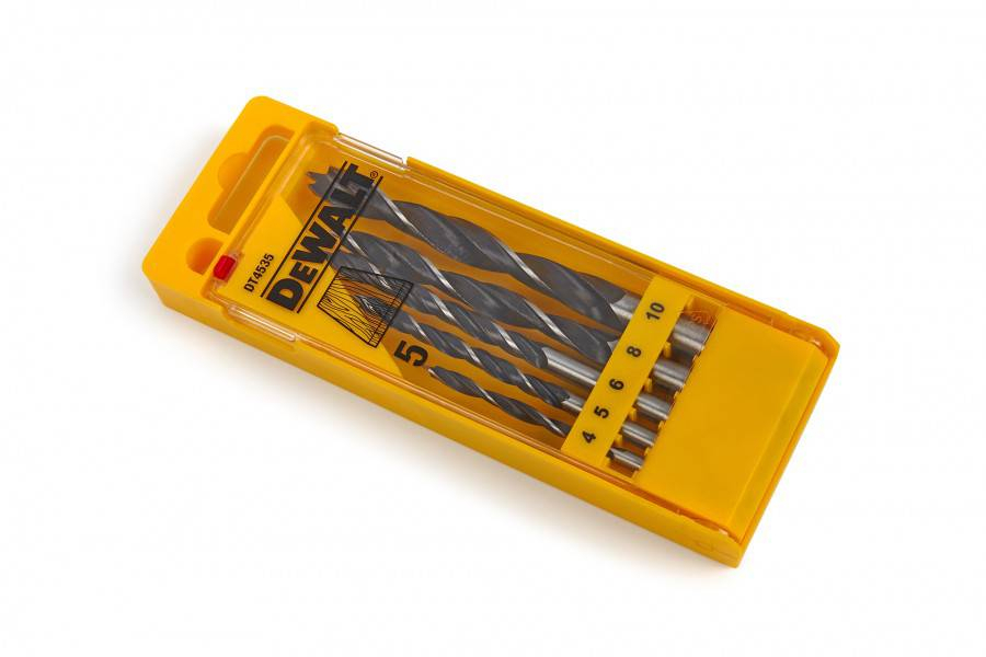 DEWALT DT4535 5-delige houtspiraalboor, houtborenset 4-10 mm