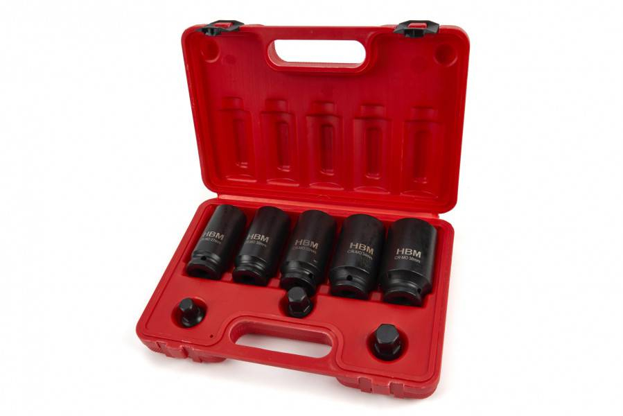 HBM 8-delige aandrijfas doppenset, montageset met 1/2"opname