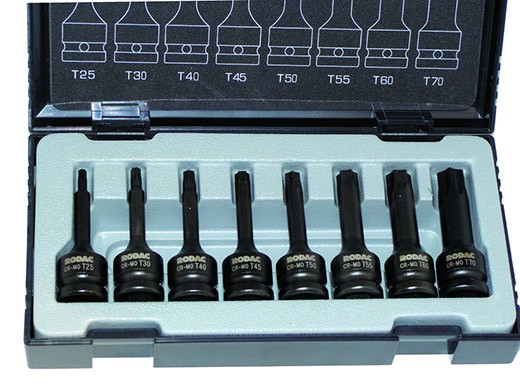 RODAC 1/2"torx krachtdoppenset (8 stuks)